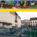 Graffiti pe Lipscani 2007 - gard in 2018, in fata la Carturesti Carusel