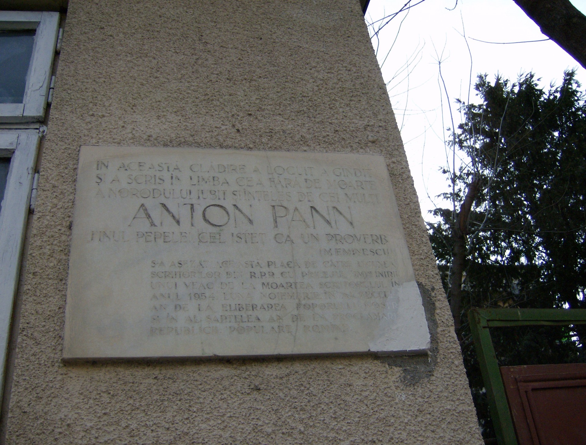 Placa memoriala pe casa lui Anton Pann