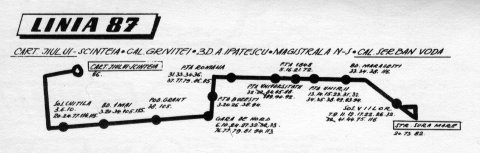 Ghidul ITB 1975 - traseu troleibuz linia 87