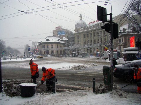 Piața Romană pe zăpadă